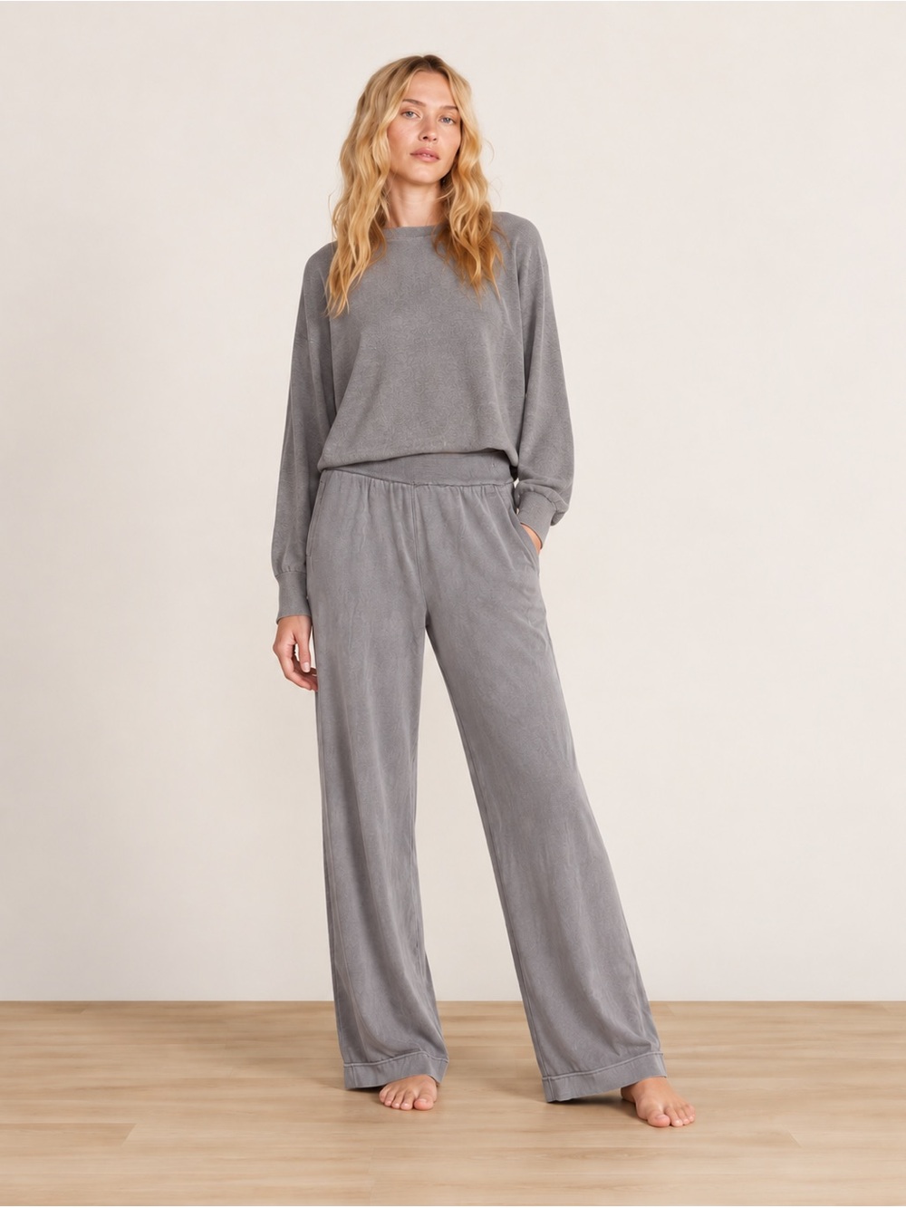 Barefoot Dreams $150 Sunbleached Seamed Pant in Taupe Small